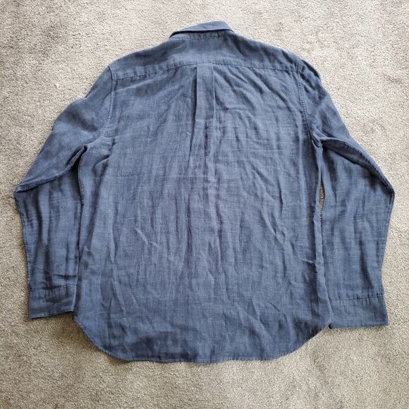 Vince Shirt Mens Large Blue Button Up Lightweight Chambray Double Face - Picture 6 of 12